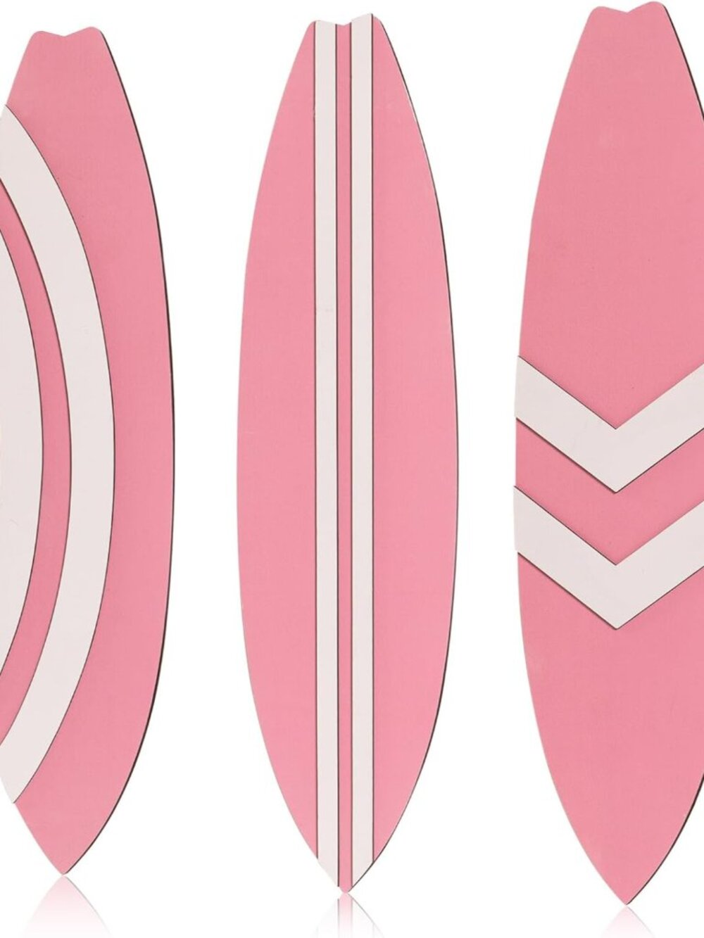3 Pieces Surfboard Wall Decor, 18.9"x5.1" Pink Wooden 3D Decorative Surf Board B